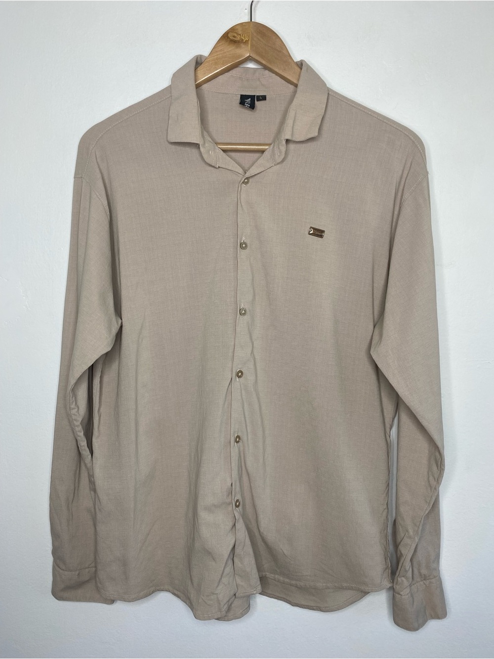 VTG Beige Button down Armani inspired Size M Neutral Luxury